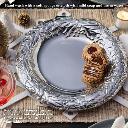 Holly Berries Wreath Serving Tray