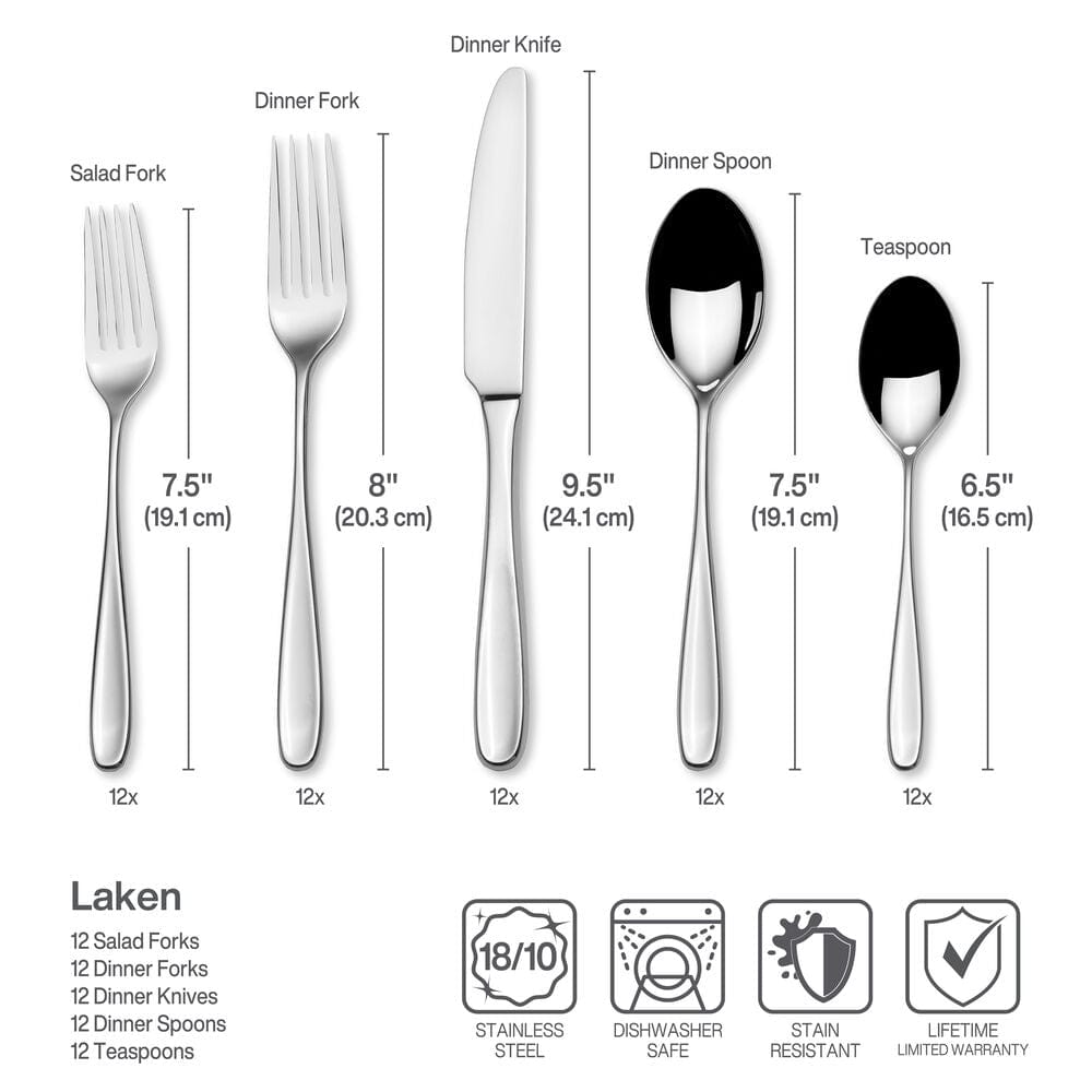 Laken 65 Piece Flatware Set, Service for 12