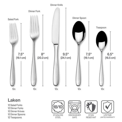 Laken 65 Piece Flatware Set, Service for 12