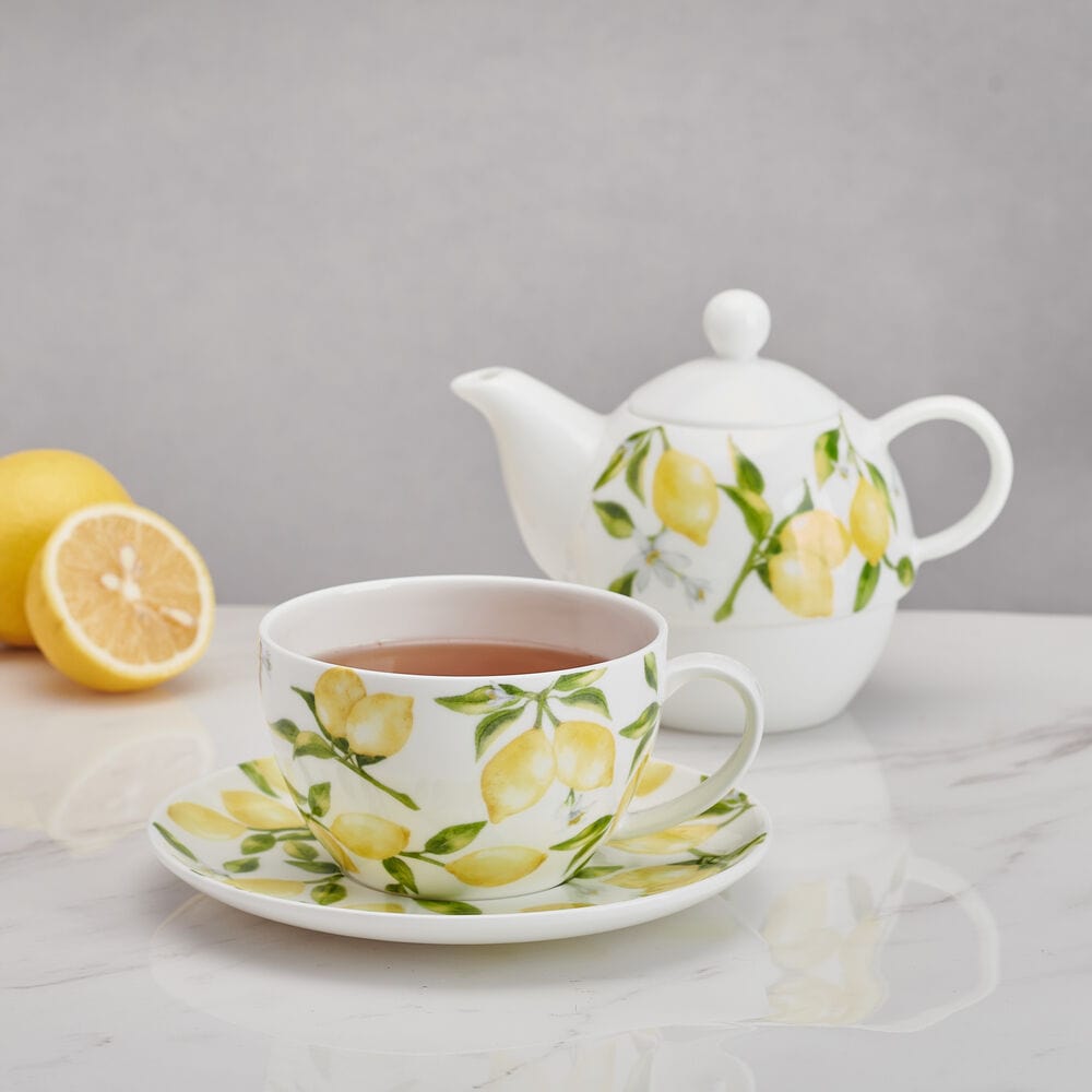 Lemons Teacup and Tea Server Set for One