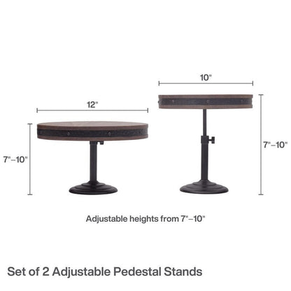 Rustic Set of 2 Adjustable Serving Platter Cake Stands