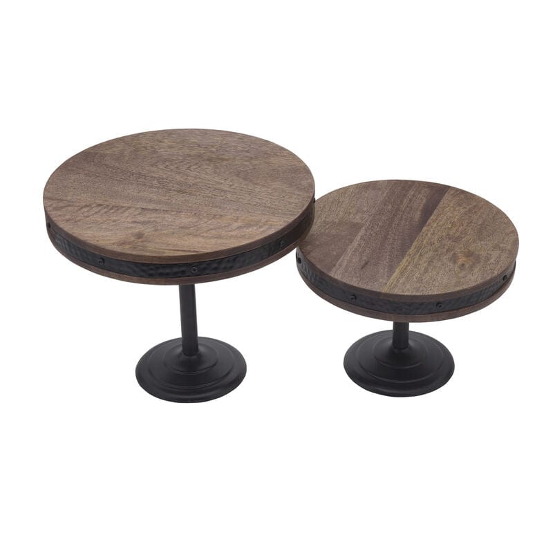 Rustic Set of 2 Adjustable Serving Platter Cake Stands