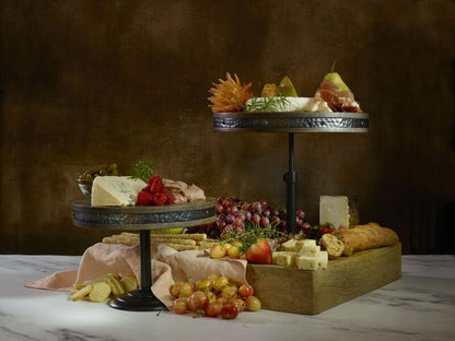 Rustic Set of 2 Adjustable Serving Platter Cake Stands