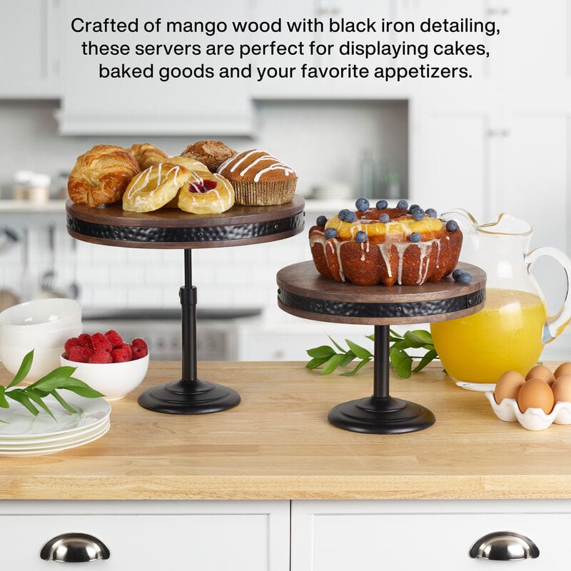 Rustic Set of 2 Adjustable Serving Platter Cake Stands