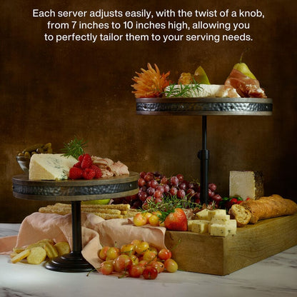 Rustic Set of 2 Adjustable Serving Platter Cake Stands