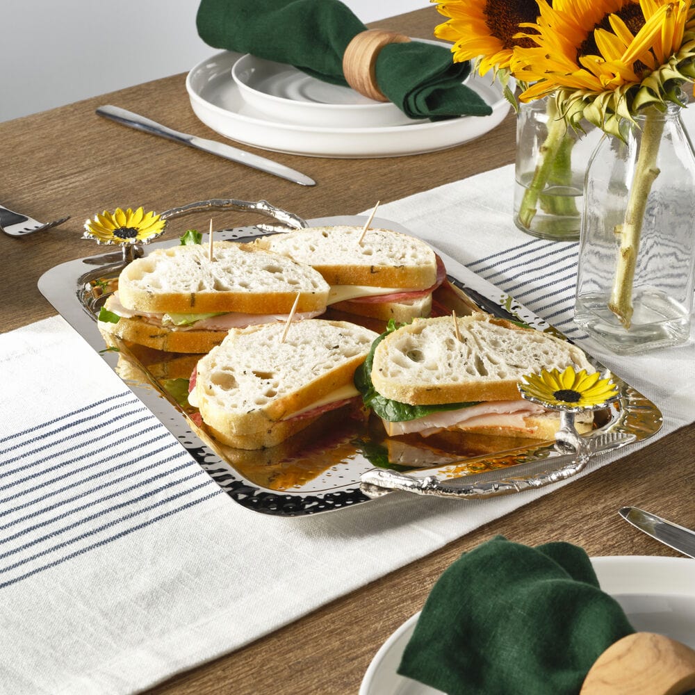 Sunflower Serve Tray with Handles
