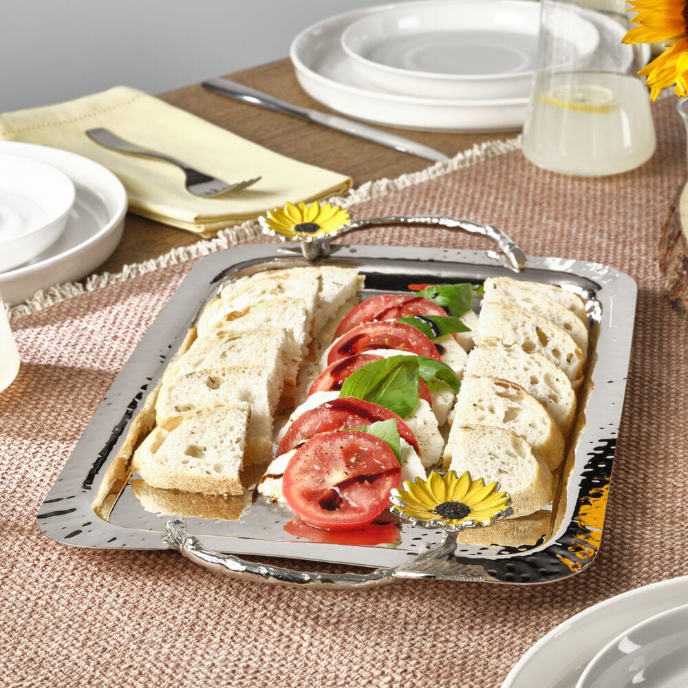 Sunflower Serve Tray with Handles