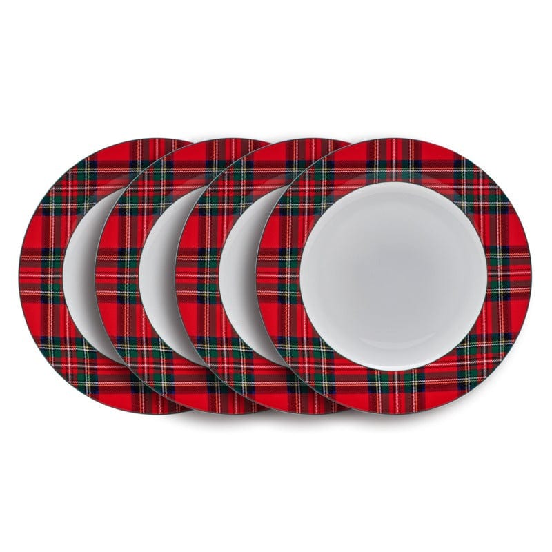 Tartan Red Set of 4 Dinner Plates