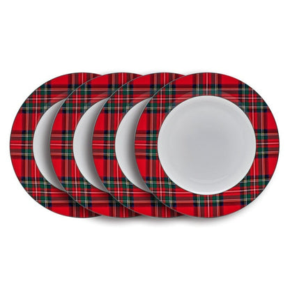 Tartan Red Set of 4 Dinner Plates