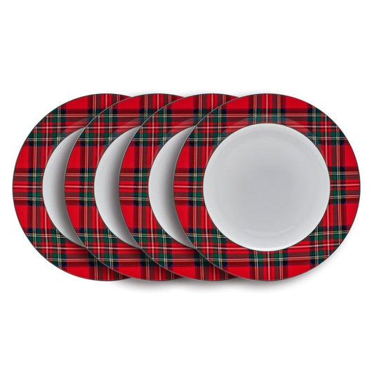 Tartan Red Set of 4 Dinner Plates