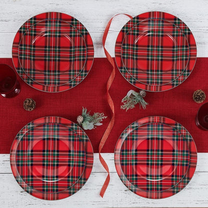 Tartan Red Set of 4 Dinner Plates