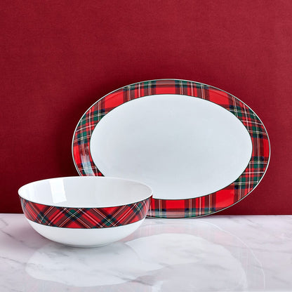 Tartan Red Serve Bowl