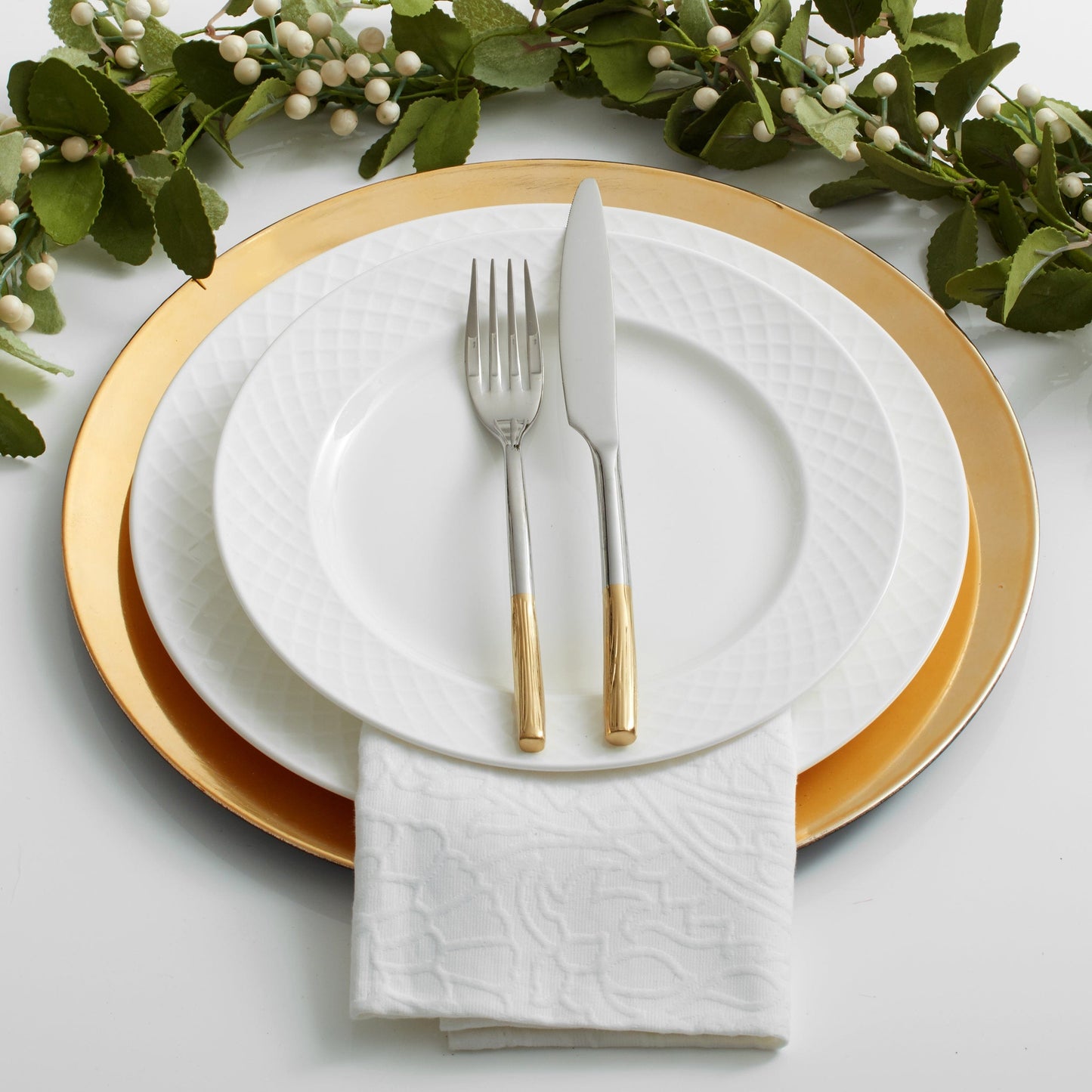 Trellis White 36 Piece Dinnerware Set, Service for 6