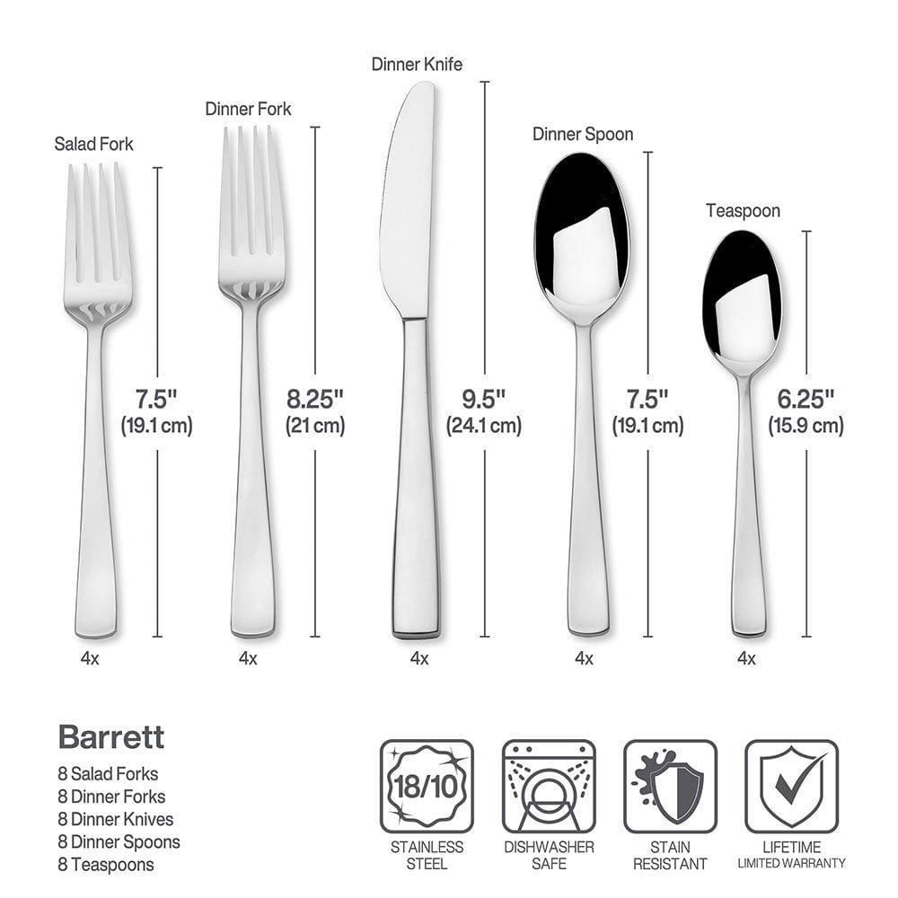Barrett 45 Piece Flatware Set, Service for 8