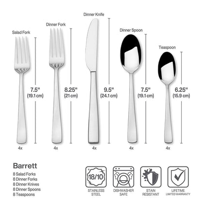 Barrett 45 Piece Flatware Set, Service for 8