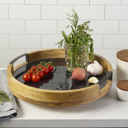 Black Marble Lazy Susan Serve Tray