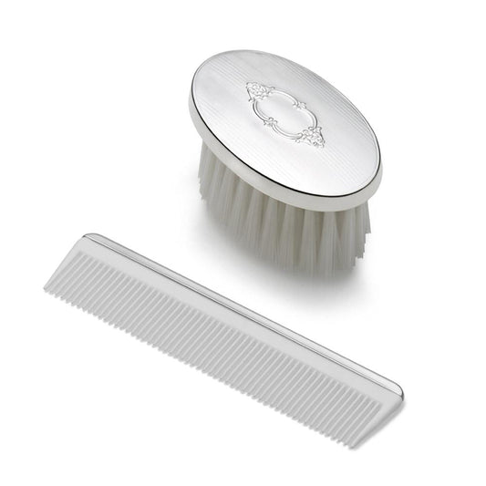 Boys Oval Shield Sterling Brush Comb Set
