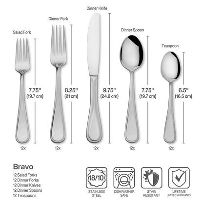 Bravo 65 Piece Flatware Set, Service for 12