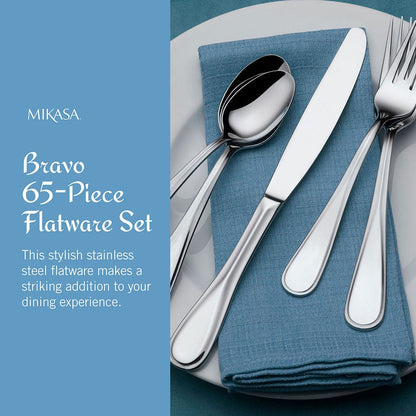Bravo 65 Piece Flatware Set, Service for 12