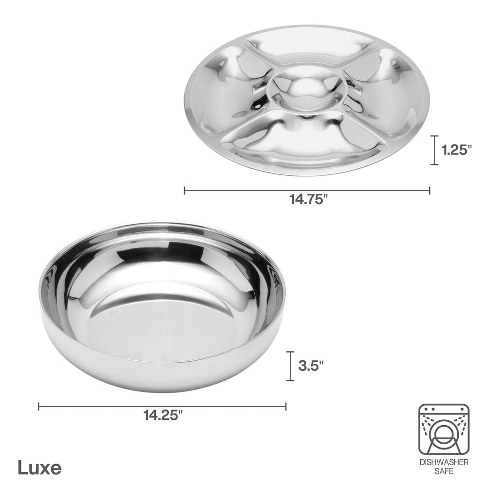 Luxe 2 Piece Chilled Chip and Dip Serving Tray