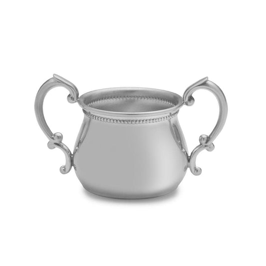 Double Handle Beaded Pewter Baby Cup