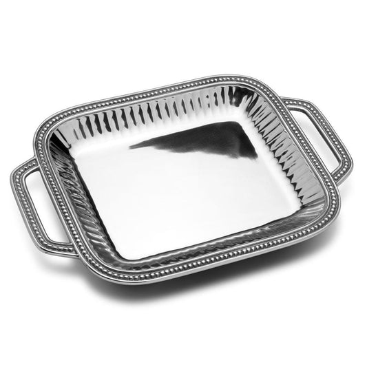 Flutes & Pearls Rectangular Tray with Handles