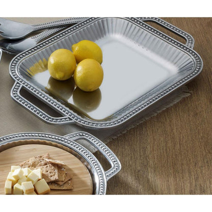 Flutes & Pearls Rectangular Tray with Handles