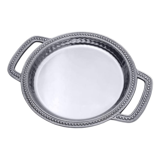 Flutes & Pearls Small Round Handled Tray