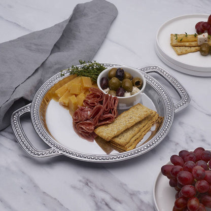 Flutes & Pearls Small Round Handled Tray