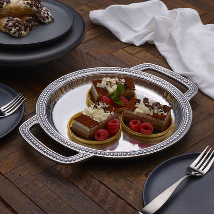 Flutes & Pearls Small Round Handled Tray