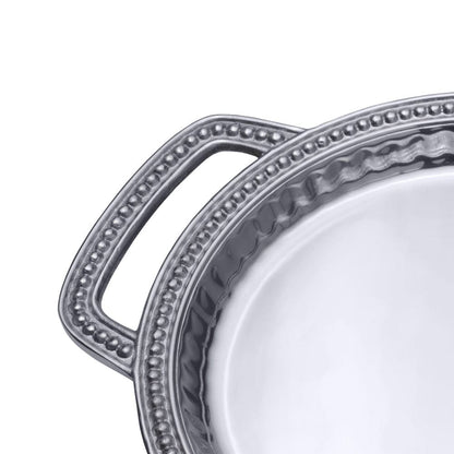 Flutes & Pearls Small Round Handled Tray