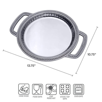 Flutes & Pearls Small Round Handled Tray