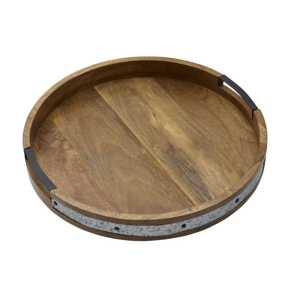 Galvanized Band Lazy Susan Platter with Removable Dividers, 16 Inch