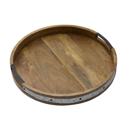 Galvanized Band Lazy Susan Platter with Removable Dividers, 16 Inch