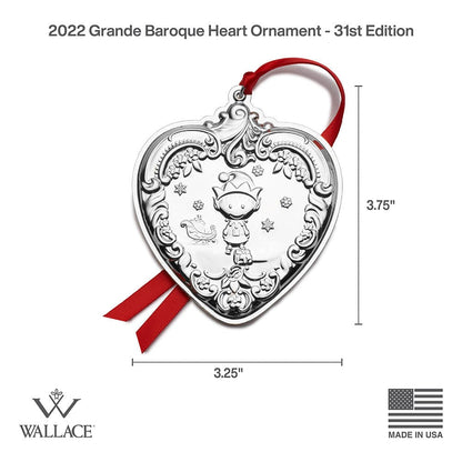 Grande Baroque 2022 Sterling Heart Ornament 31st Edition