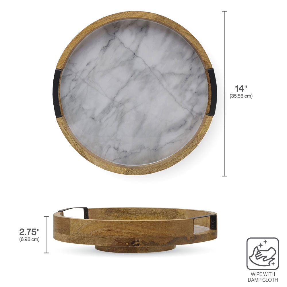 Gray Marble Lazy Susan Serve Tray