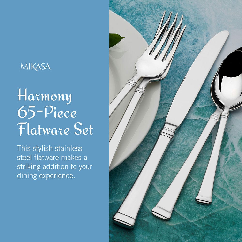 Harmony 65 Piece Flatware Set, Service for 12