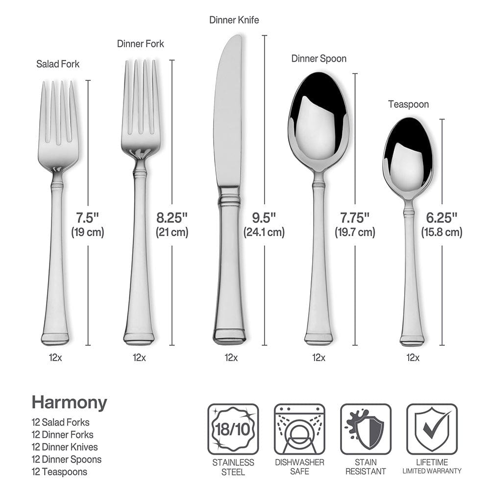 Harmony 65 Piece Flatware Set, Service for 12
