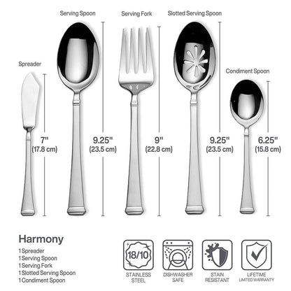 Harmony 65 Piece Flatware Set, Service for 12