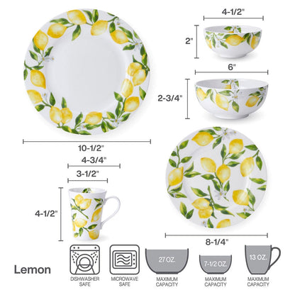 Lemons 40 Piece Dinnerware Set, Service for 8