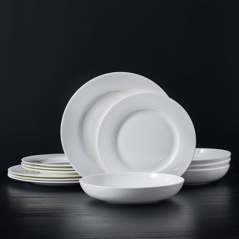 Lucerne White 12 Piece Dinnerware Set, Service for 4