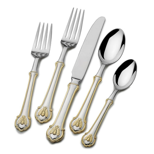 Napoleon Bee Gold Accent 45 Piece Flatware Set, Service for 8