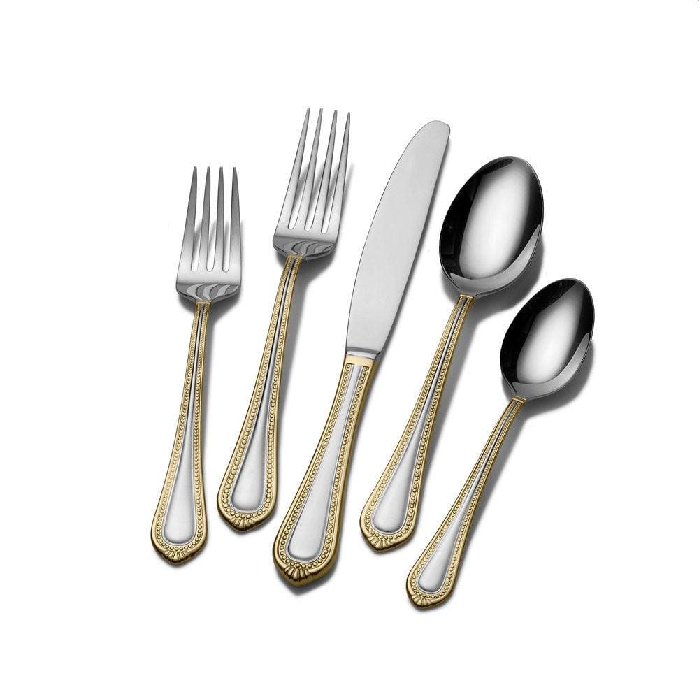 Regent Bead Gold 65 Piece Flatware Set, Service for 12