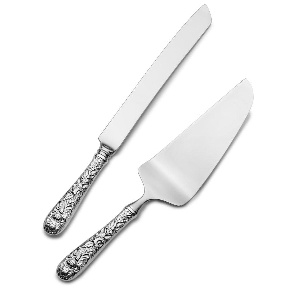 Repousse Sterling Wedding Cake Knife and Server Set