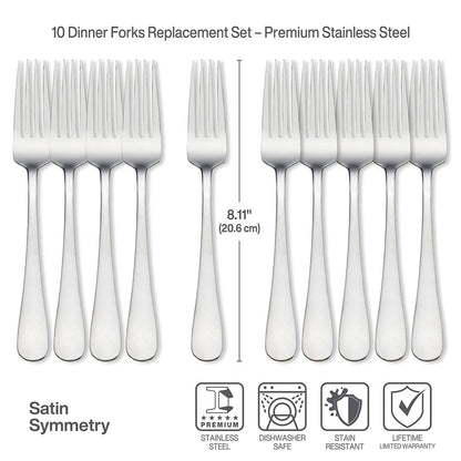 Satin Symmetry Set of 10 Dinner Forks