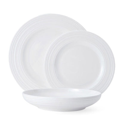 Swirl Bone 12 Piece Dinnerware Set with Pasta Bowls, Service for 4