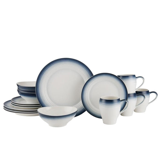 Swirl Ombre Blue 16 Piece Dinnerware Set, Service for 4