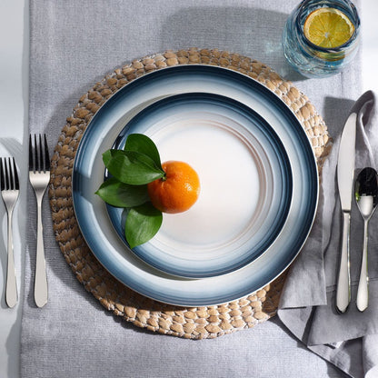 Swirl Ombre Blue 16 Piece Dinnerware Set, Service for 4
