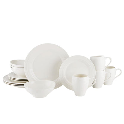 Swirl White 16 Piece Dinnerware Set, Service for 4