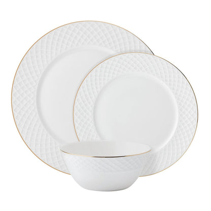 Trellis Gold 12 Piece Dinnerware Set, Service for 4